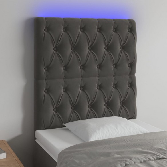 Tête de lit à LED Gris foncé 80x7x118/128 cm Velours