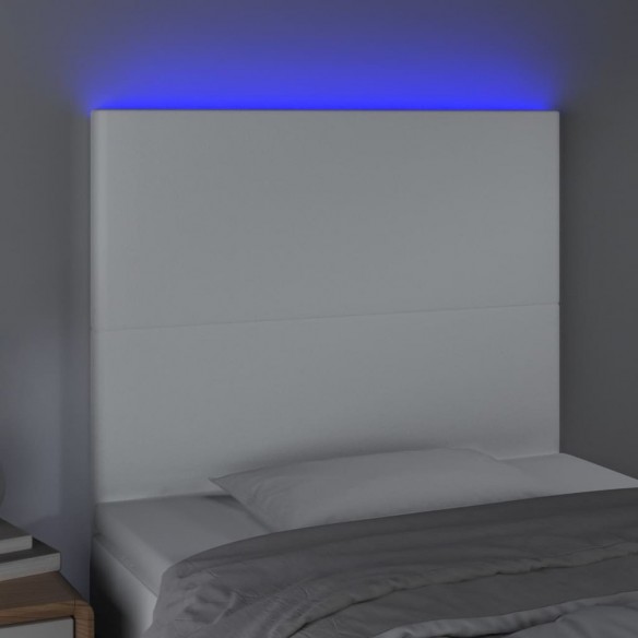 Tête de lit à LED Blanc 90x5x118/128 cm Similicuir