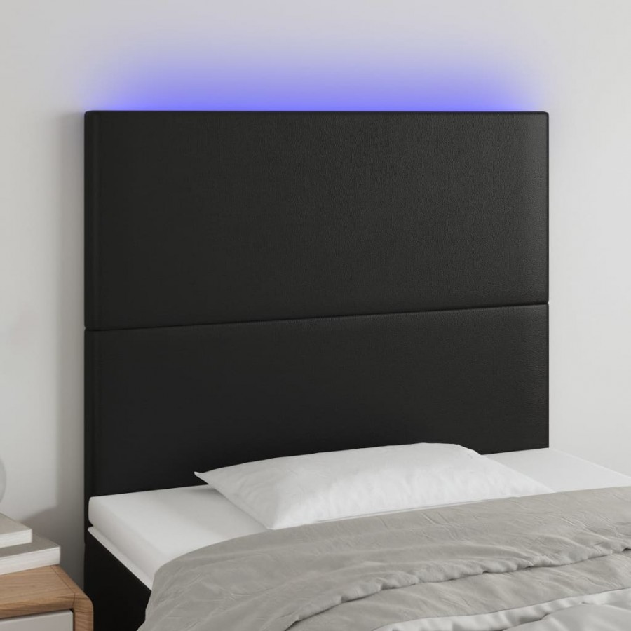 Tête de lit à LED Noir 80x5x118/128 cm Similicuir