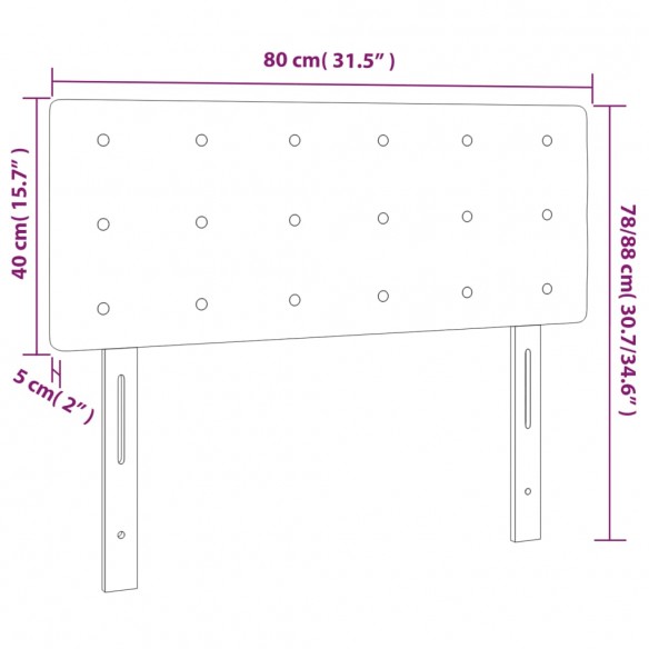 Tête de lit à LED Noir 80x5x78/88 cm Tissu