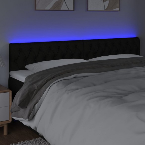 Tête de lit à LED Noir 180x7x78/88 cm Tissu