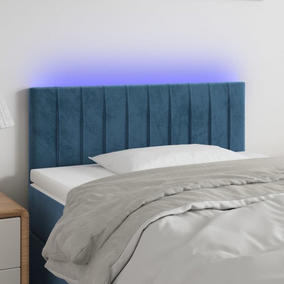 Tête de lit à LED Bleu foncé 100x5x78/88 cm Velours