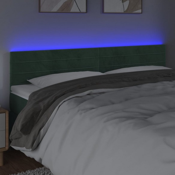 Tête de lit à LED Vert foncé 200x5x78/88 cm Velours
