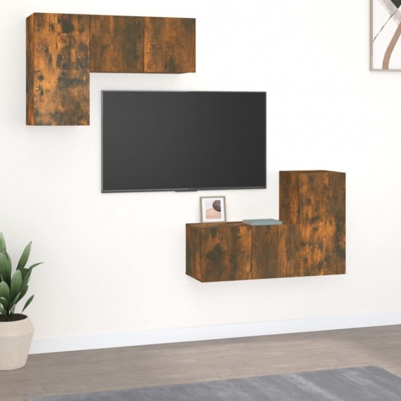 Ensemble de meubles TV 4 pcs Chêne fumé Bois d'ingénierie