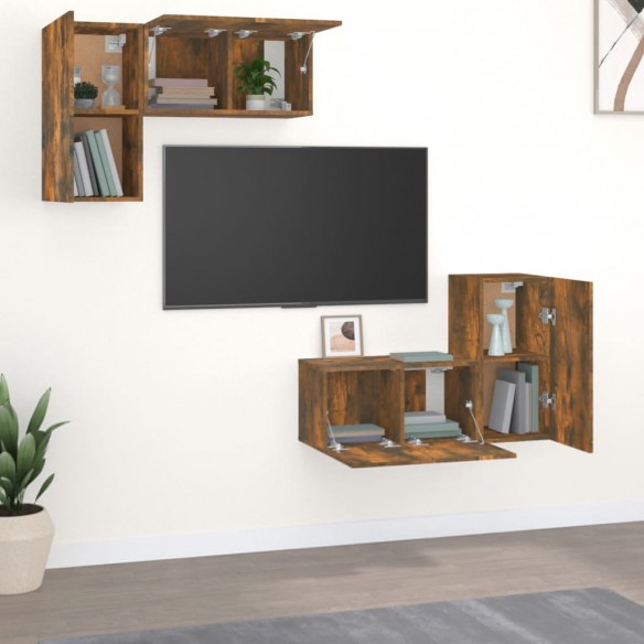 Ensemble de meubles TV 4 pcs Chêne fumé Bois d'ingénierie