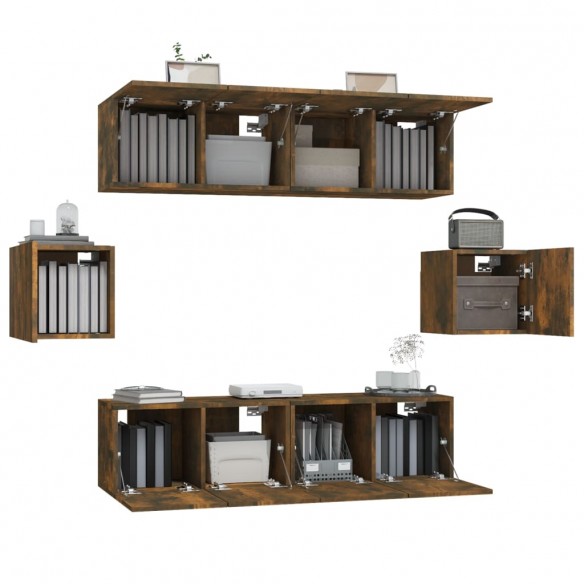 Ensemble de meubles TV 6 pcs Chêne fumé Bois d'ingénierie