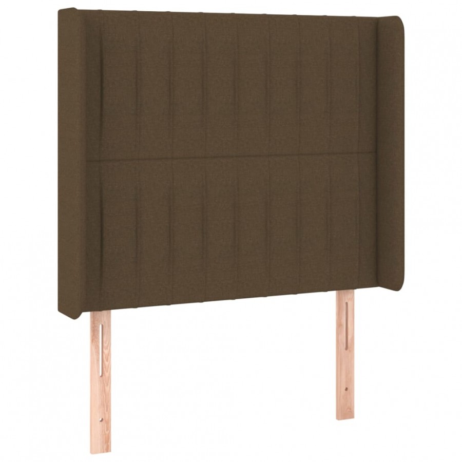 Tête de lit avec oreilles Marron foncé 83x16x118/128 cm Tissu