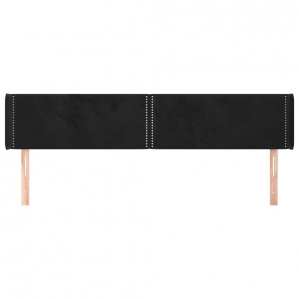 Tête de lit avec oreilles Noir 203x16x78/88 cm Velours