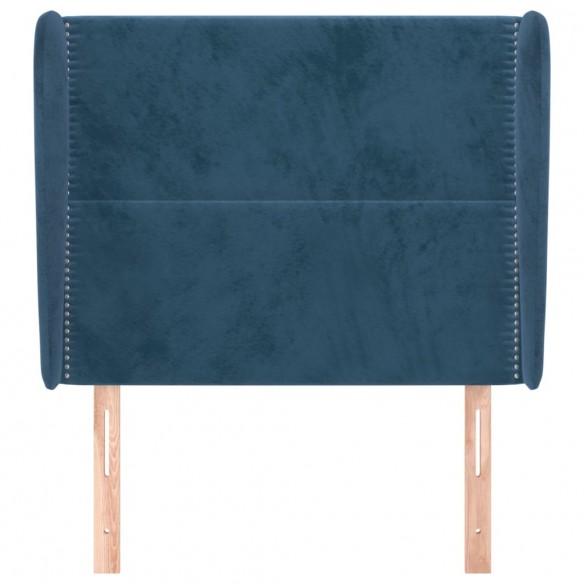 Tête de lit avec oreilles Bleu foncé 93x23x118/128 cm Velours