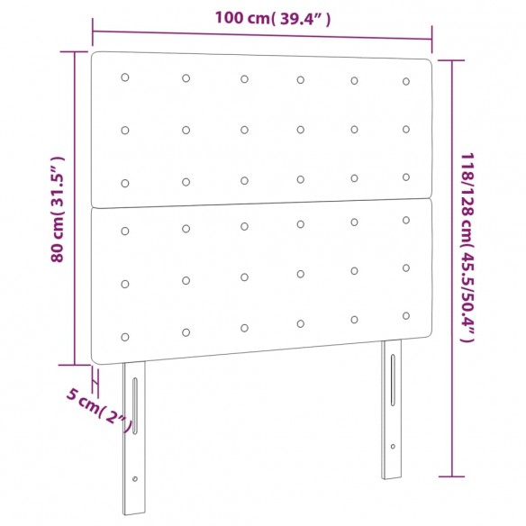 Têtes de lit 2 pcs Noir 100x5x78/88 cm Velours