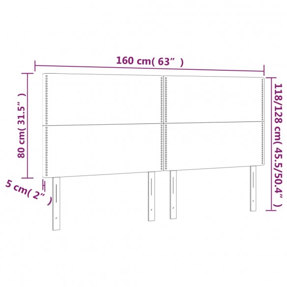 Têtes de lit 4 pcs Vert 80x5x78/88 cm Tissu