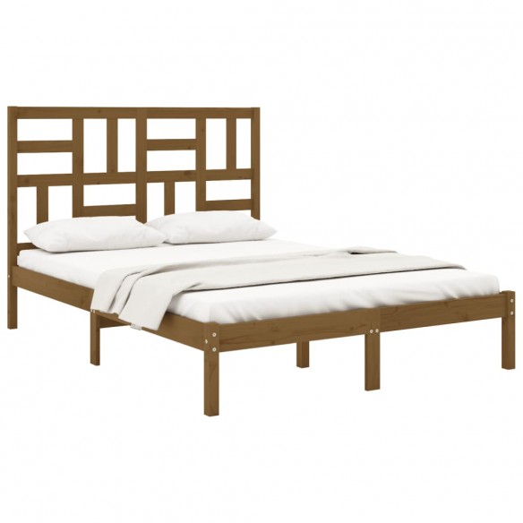 Cadre de lit Marron miel Bois massif 120x190 cm Petit Double