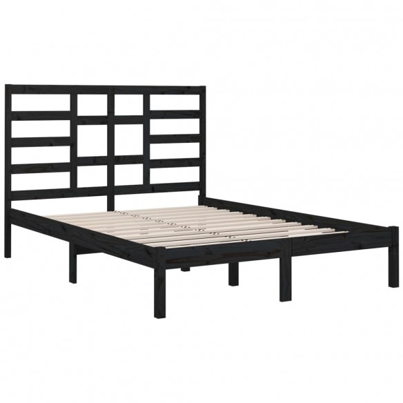 Cadre de lit Noir Bois massif 120x190 cm Petit Double