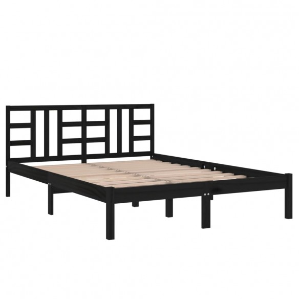 Cadre de lit Noir Bois massif 180x200 cm Super King