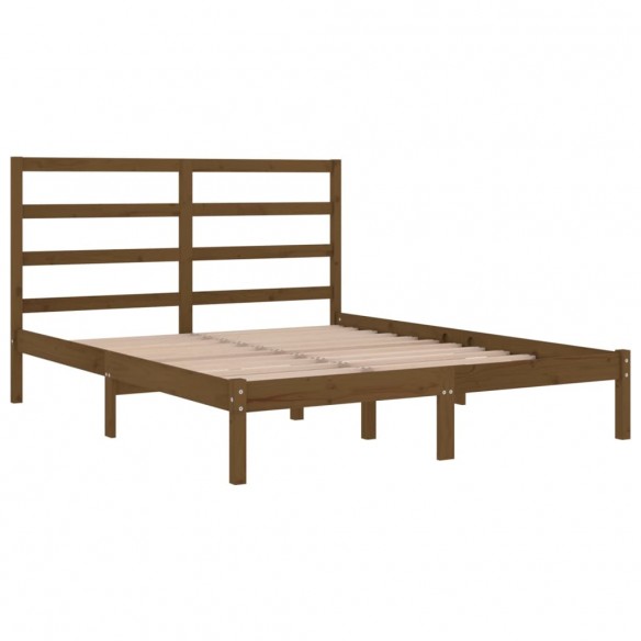 Cadre de lit Marron miel Bois massif 120x190 cm Petit Double