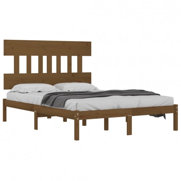 Cadre de lit Marron miel Bois massif 120x190 cm Petit Double