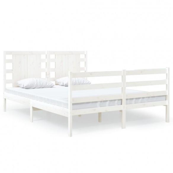 Cadre de lit Blanc Bois de pin massif 120x190 cm Petit Double