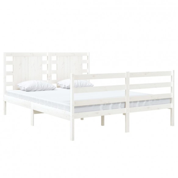 Cadre de lit Blanc Bois de pin massif 120x190 cm Petit Double