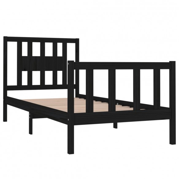 Cadre de lit Noir Bois massif 90x190 cm Simple