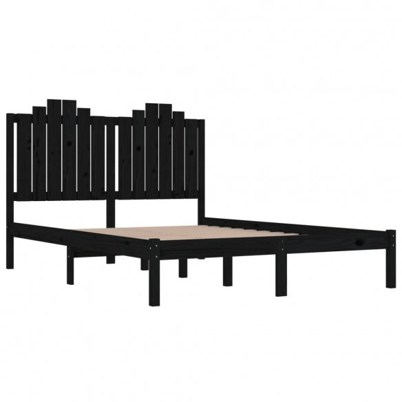 Cadre de lit Noir Bois de pin massif 140x190 cm