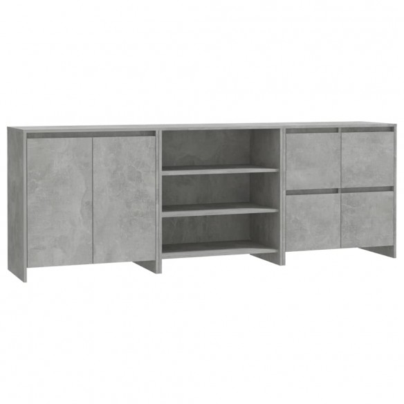 Buffets 3 pcs Gris béton Bois d'ingénierie