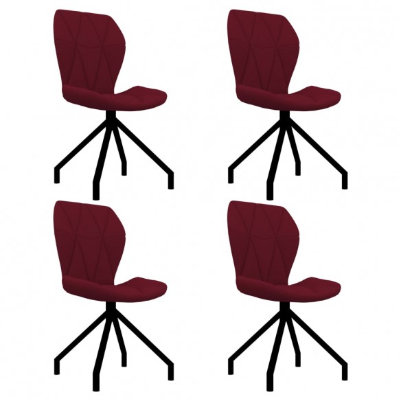 Chaises à manger lot de 4 rouge similicuir