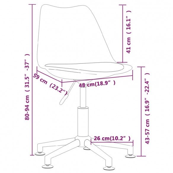 Chaises pivotantes à manger lot de 6 marron tissu