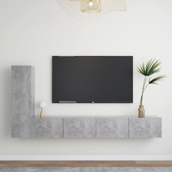 Ensemble de meuble TV 3 pcs Gris béton Aggloméré