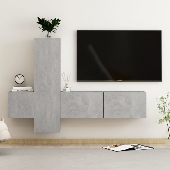 Ensemble de meubles TV 3 pcs Gris béton Aggloméré