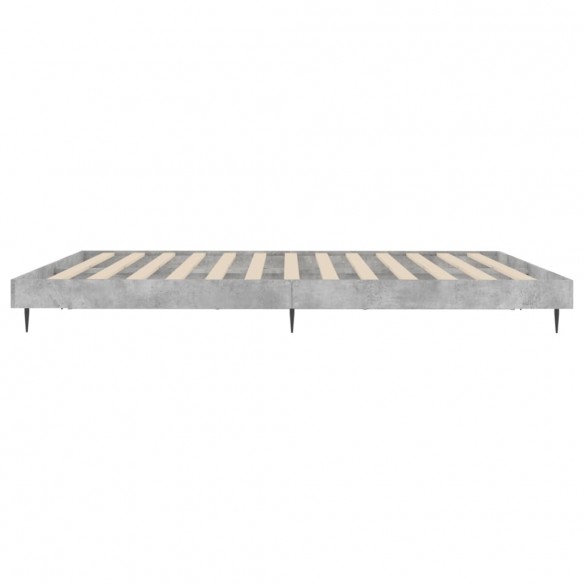 Cadre de lit gris béton 150x200 cm bois d'ingénierie