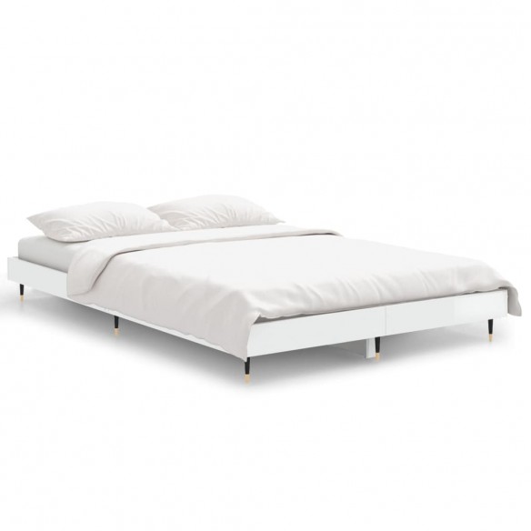 Cadre de lit blanc brillant 120x190 cm bois d'ingénierie