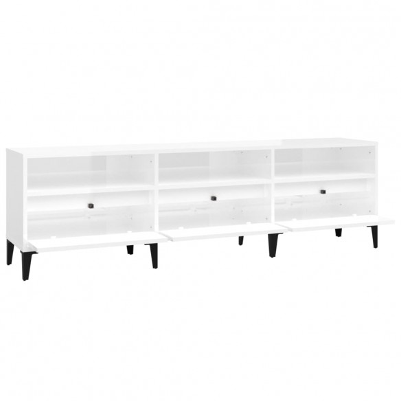 Meuble TV blanc brillant 150x30x44,5 cm bois d'ingénierie