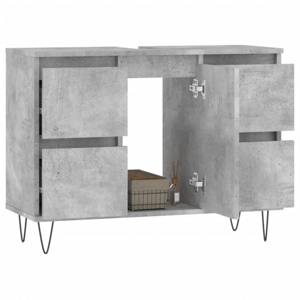 Armoire salle de bain gris béton 80x33x60cm bois d'ingénierie