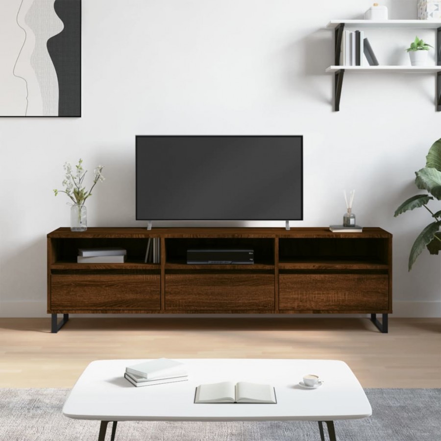 Meuble TV chêne marron 150x30x44,5 cm bois d'ingénierie