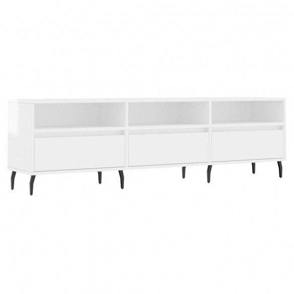 Meuble TV blanc brillant 150x30x44,5 cm bois d'ingénierie