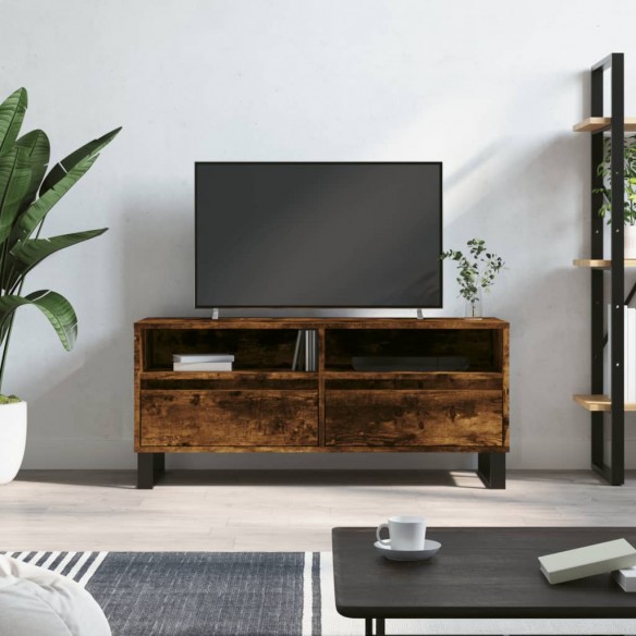 Meuble TV chêne fumé 100x34,5x44,5 cm bois d'ingénierie