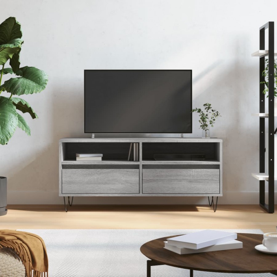 Meuble TV sonoma gris 100x34,5x44,5 cm bois d'ingénierie