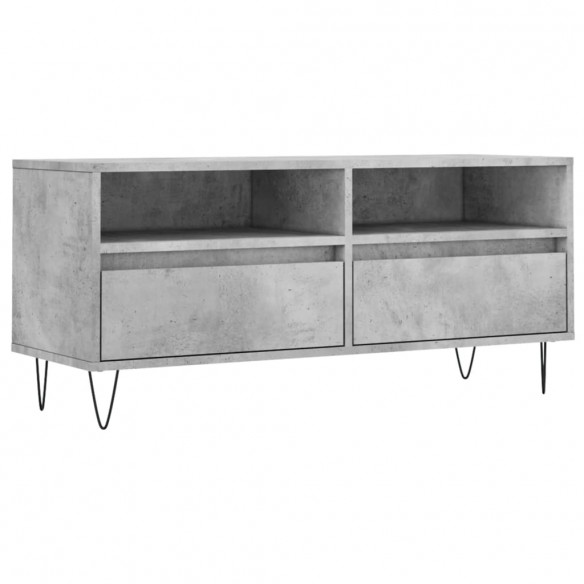 Meuble TV gris béton 100x34,5x44,5 cm bois d'ingénierie