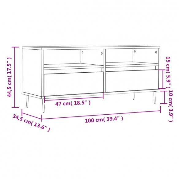 Meuble TV blanc 100x34,5x44,5 cm bois d'ingénierie