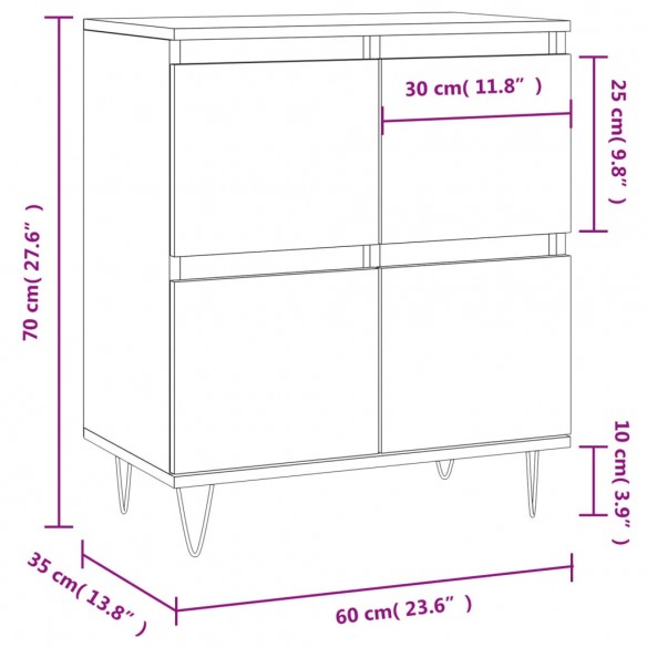 Buffet Blanc brillant 60x35x70 cm Bois d'ingénierie