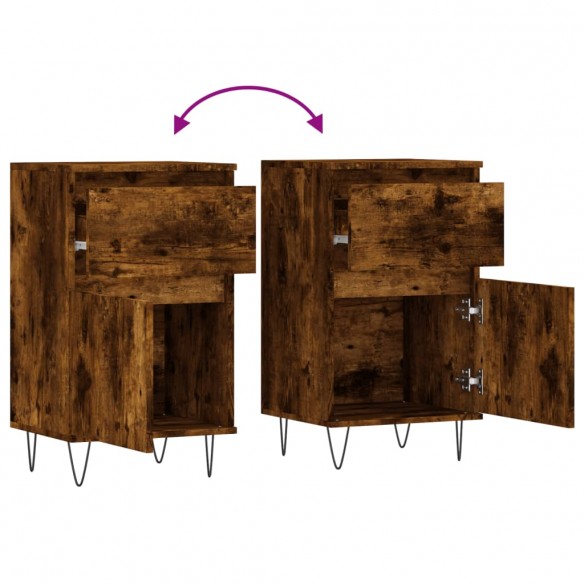 Buffets 2 pcs chêne fumé 40x35x70 cm bois d'ingénierie