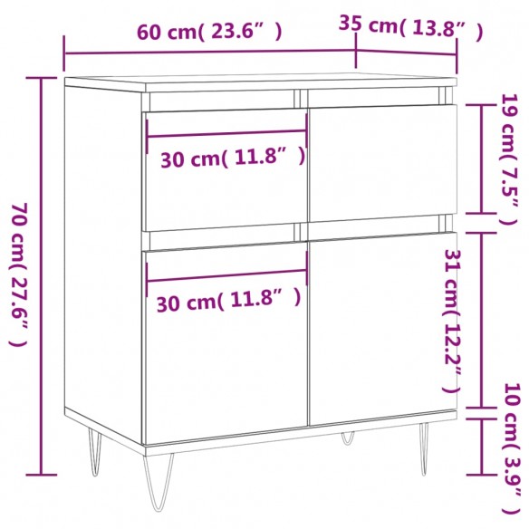 Buffet Chêne sonoma 60x35x70 cm Bois d'ingénierie