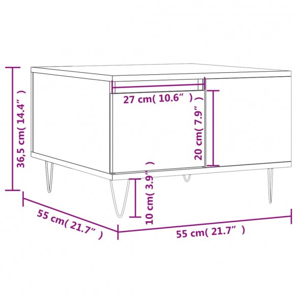Table basse sonoma gris 55x55x36,5 cm bois d'ingénierie