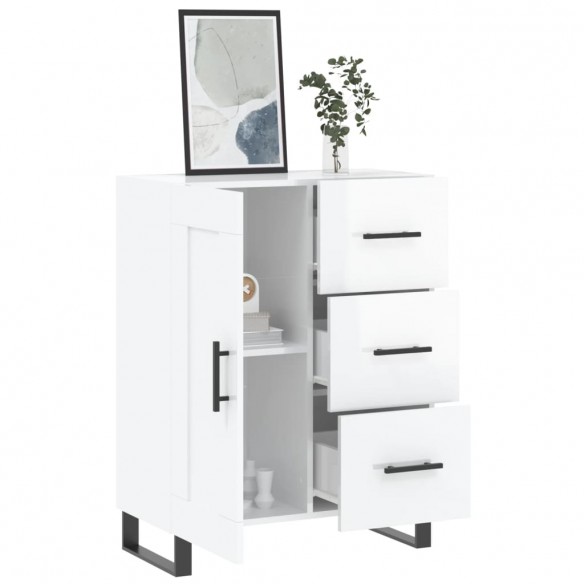 Buffet Blanc brillant 69,5x34x90 cm Bois d'ingénierie