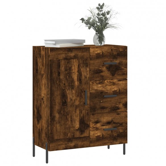 Buffet chêne fumé 69,5x34x90 cm bois d'ingénierie