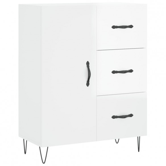 Buffet Blanc brillant 69,5x34x90 cm Bois d'ingénierie