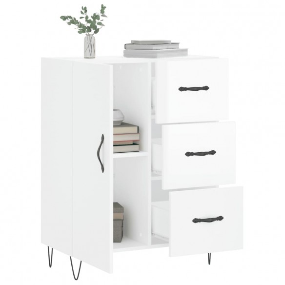 Buffet Blanc brillant 69,5x34x90 cm Bois d'ingénierie