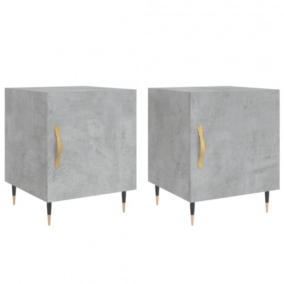 Tables de chevet 2 pcs gris béton 40x40x50 cm bois d’ingénierie