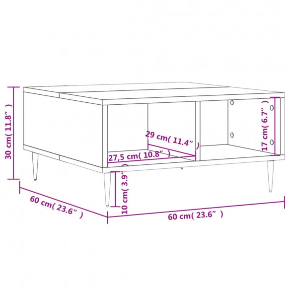 Table basse noir 60x60x30 cm bois d'ingénierie