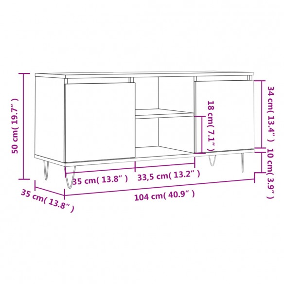 Meuble TV chêne sonoma 104x35x50 cm bois d'ingénierie